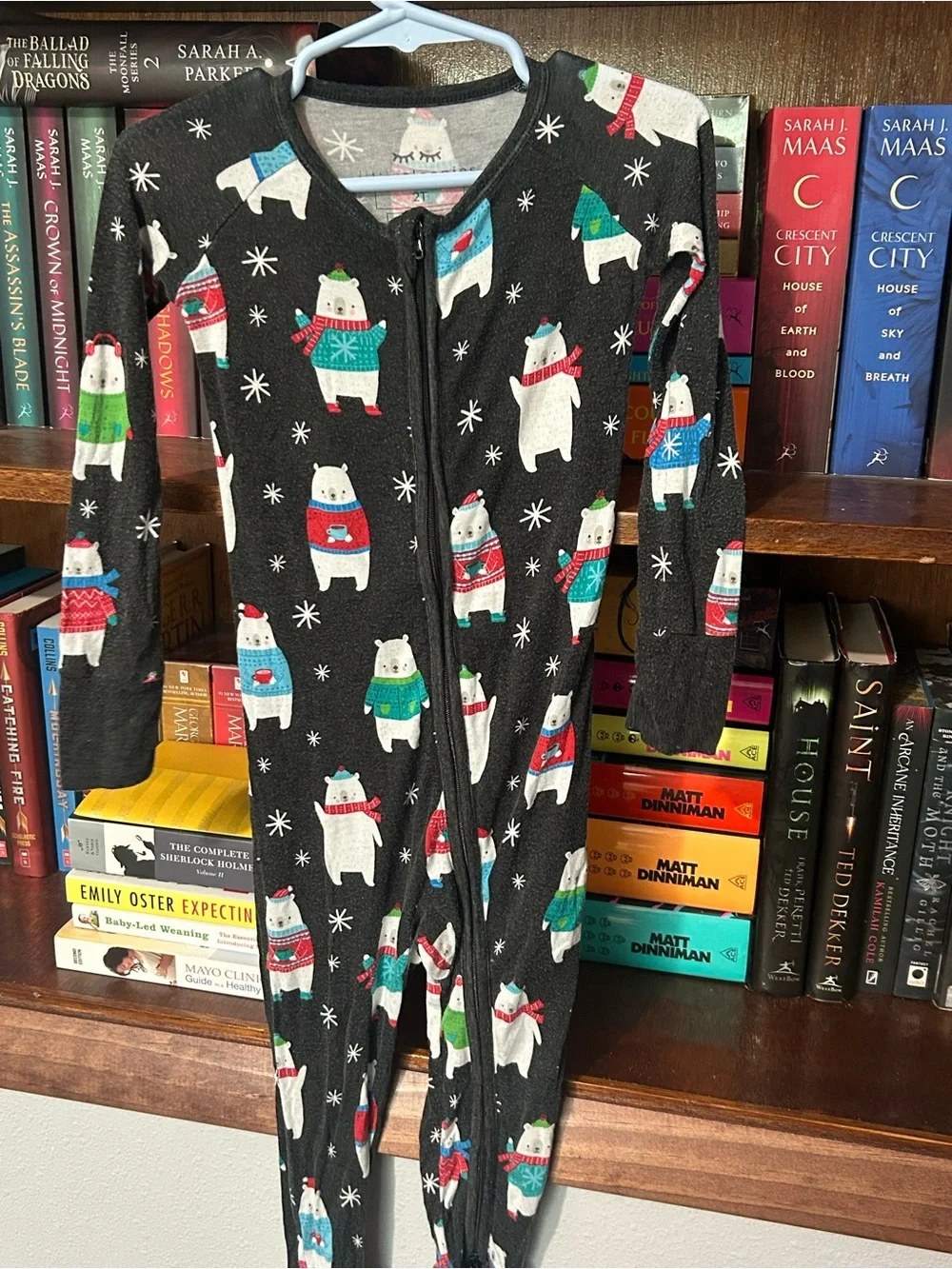 Little Sleepies Holiday Polar Bear Zippy-Black
